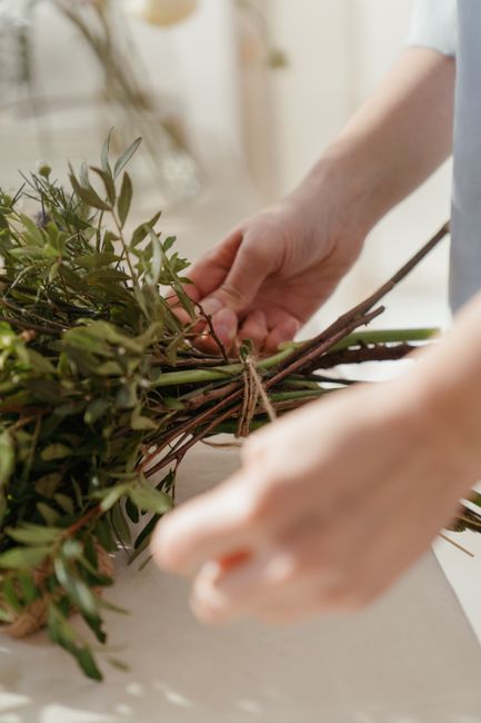 Florist arranging flowers
